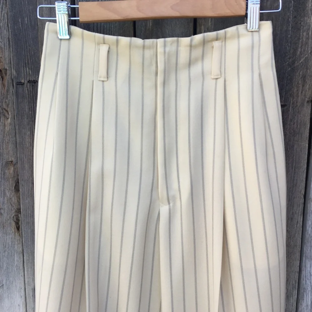 Ralph Lauren Blue Label Vintage Y2K High Rise Striped Wide Leg Pants Cream Blue - Picture 2 of 16